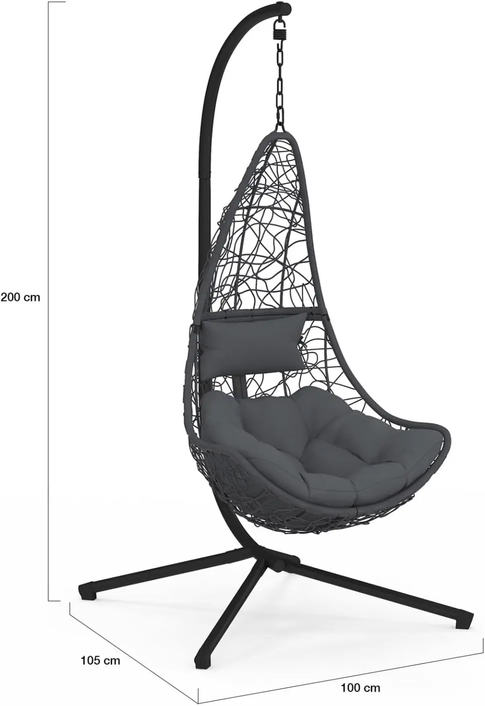 Fauteuils suspendus en rotin gris vue 4