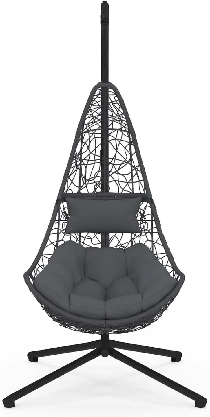 Fauteuils suspendus en rotin gris vue 5