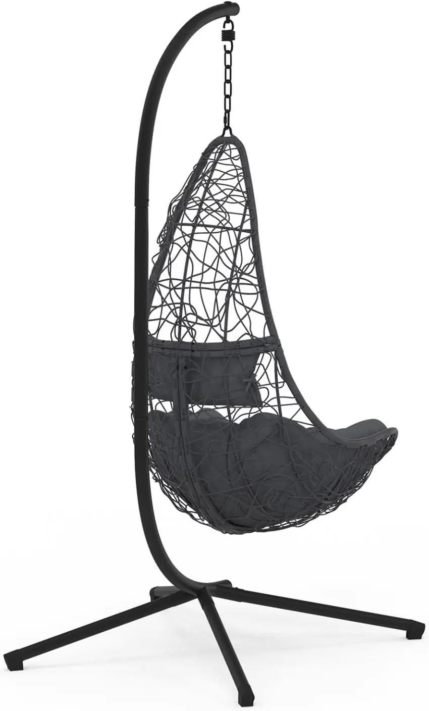 Fauteuils suspendus en rotin gris vue 6