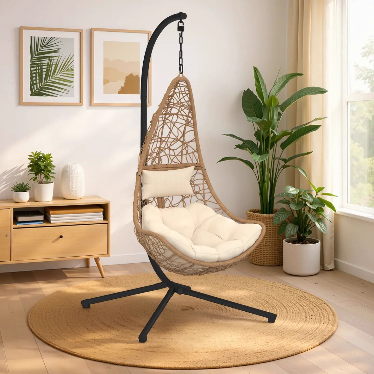 Fauteuils suspendus en rotin noir vue 3