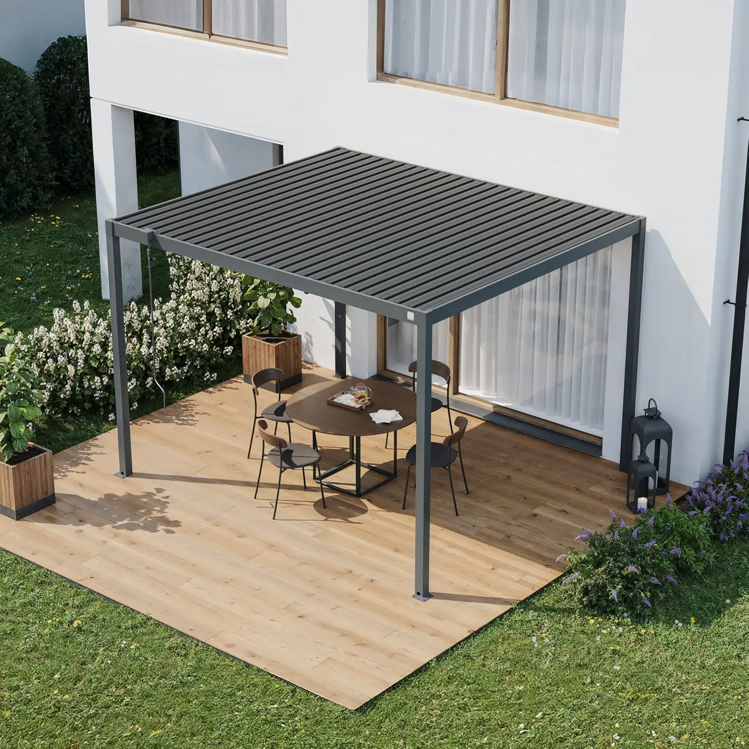 Pergola en métal anthracite 3x3,5 m vue 2