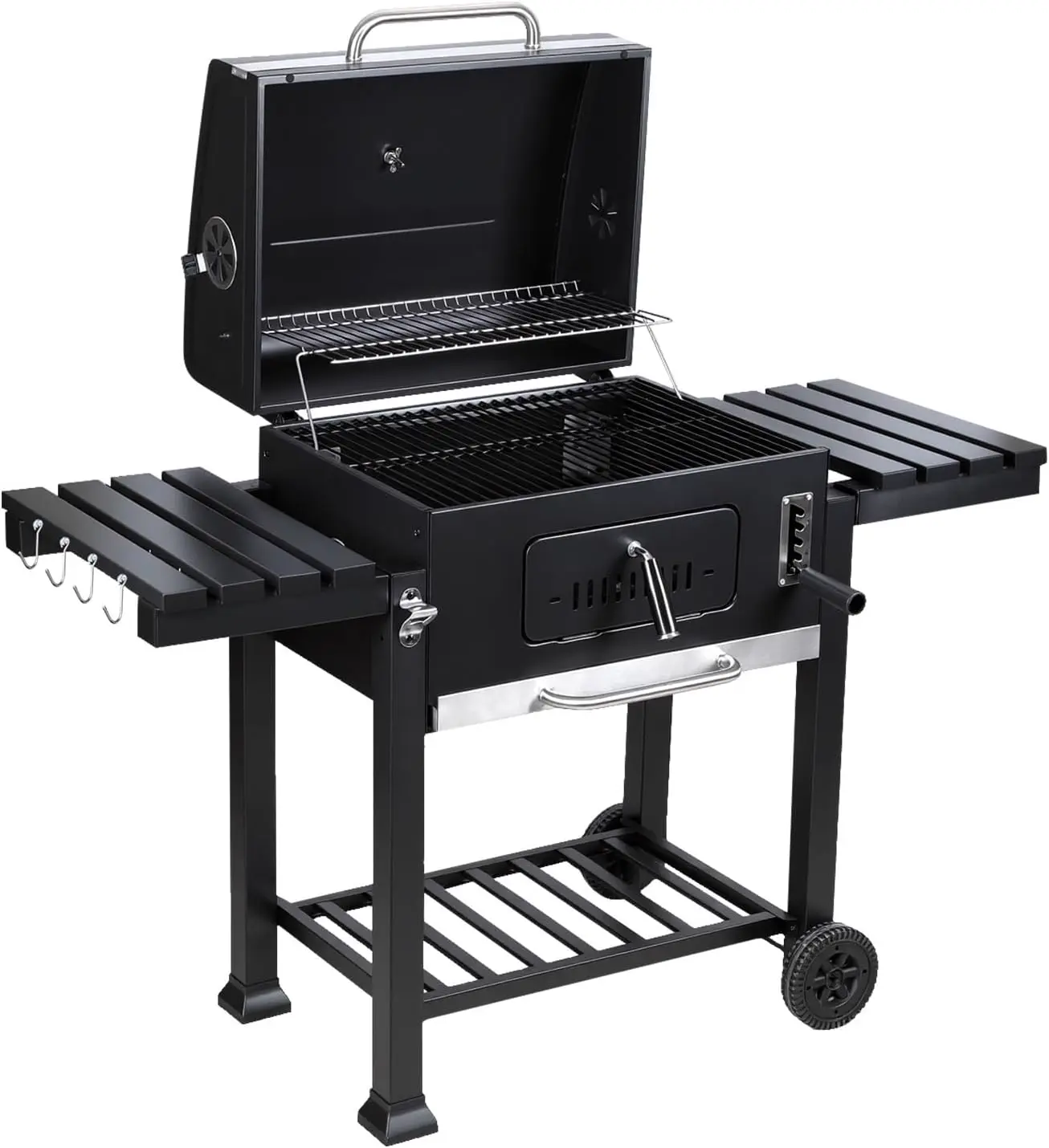 Barbecue à charbon avec couvercle et thermomètre