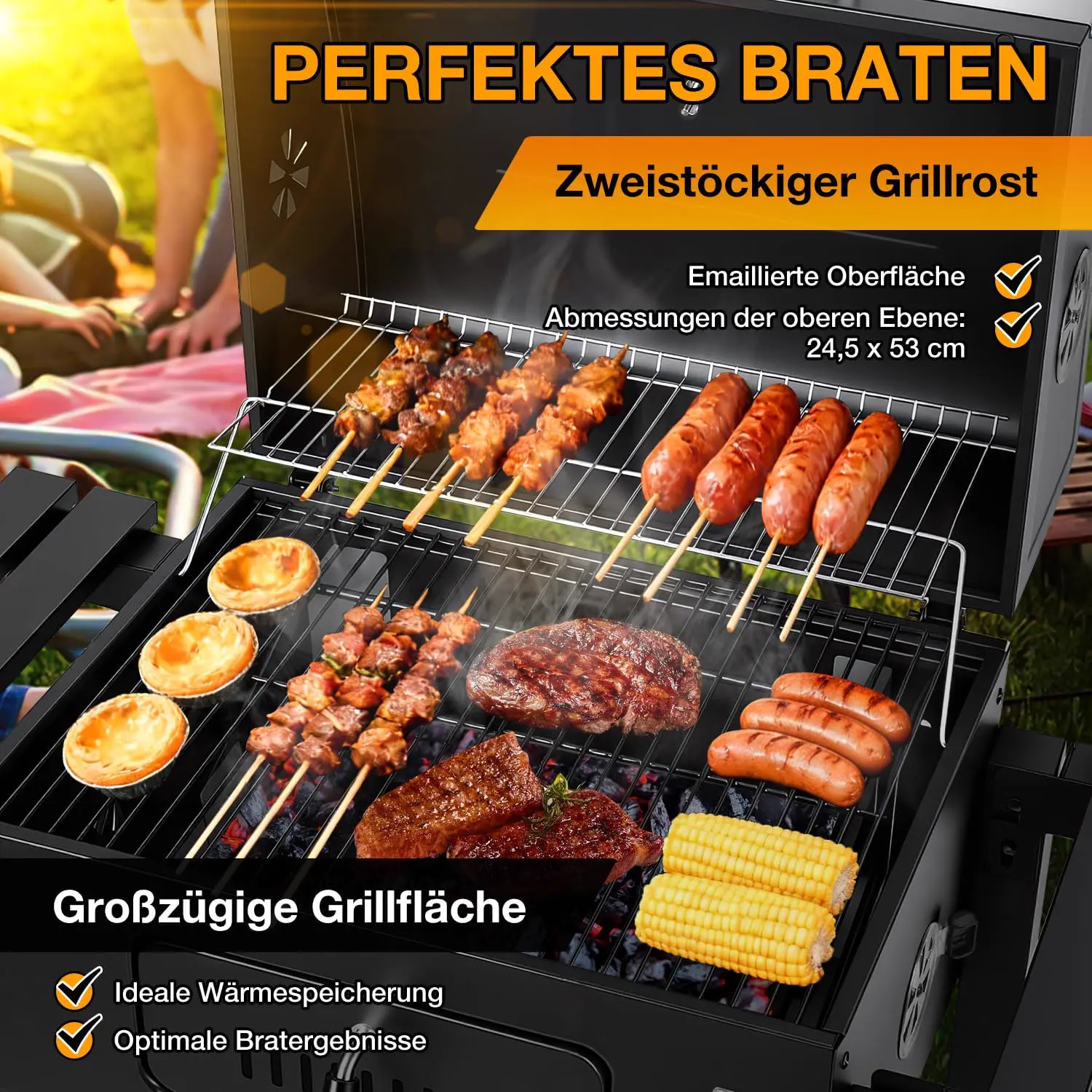 Barbecue à charbon en métal vue 4