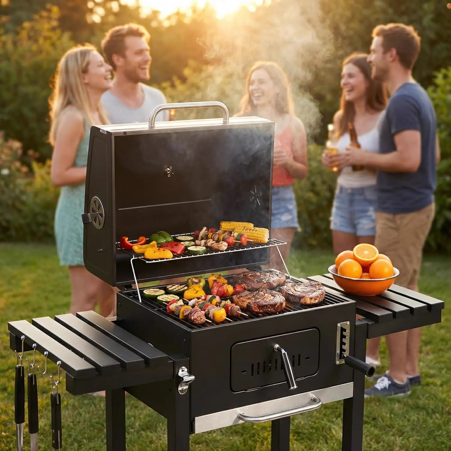 Barbecue à charbon en métal vue 7