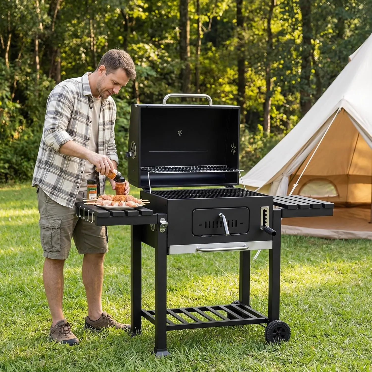 Barbecue à charbon en métal vue 8