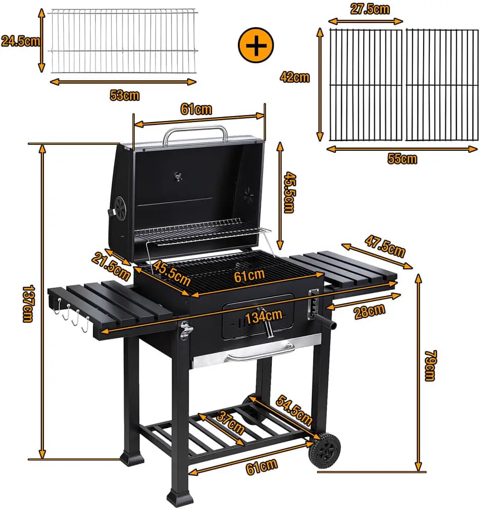 Barbecue à charbon en métal vue 9