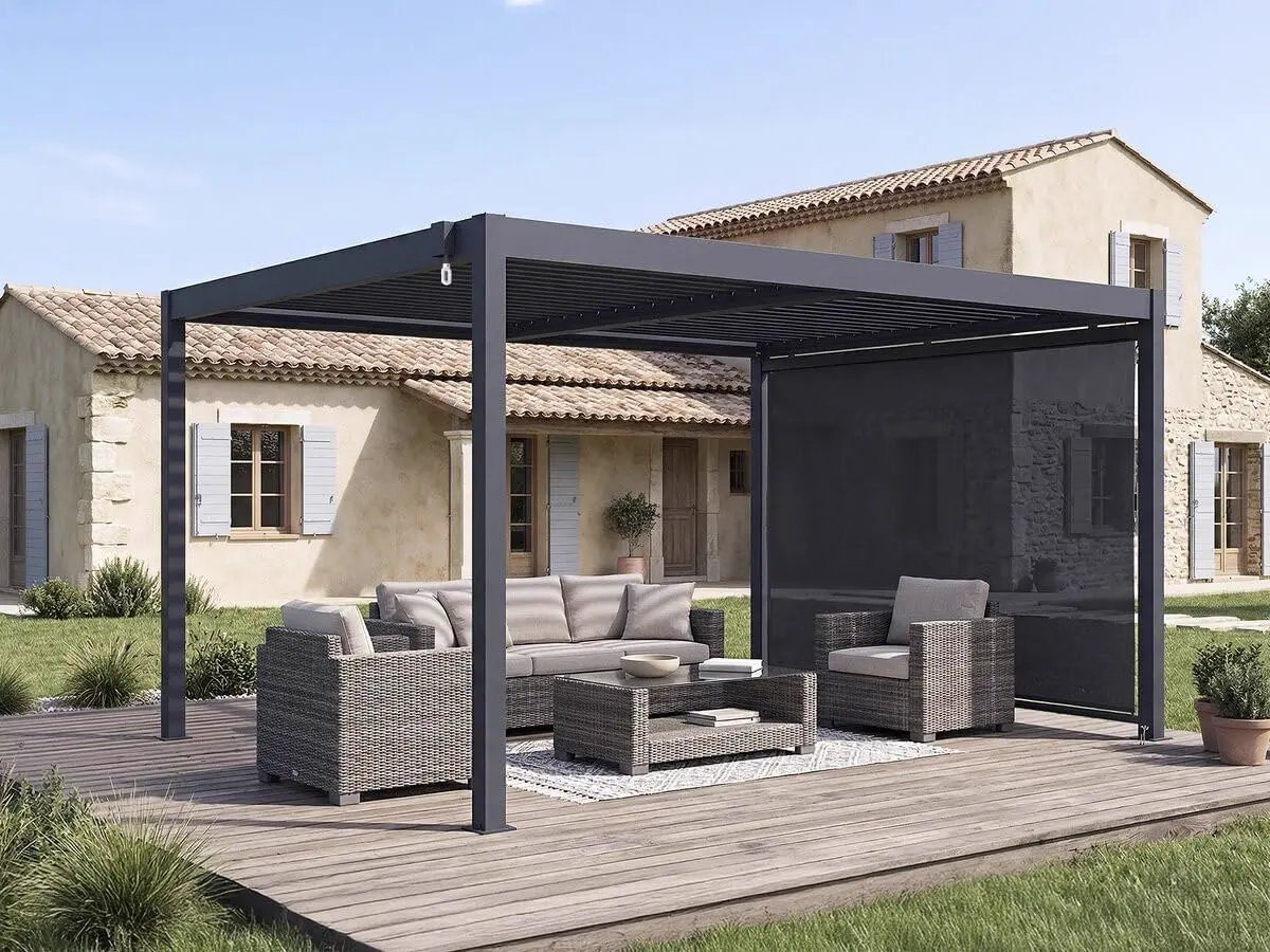 Pergola bioclimatique avec Store en Aluminium Windsor - 3 x 4 m - Gris
