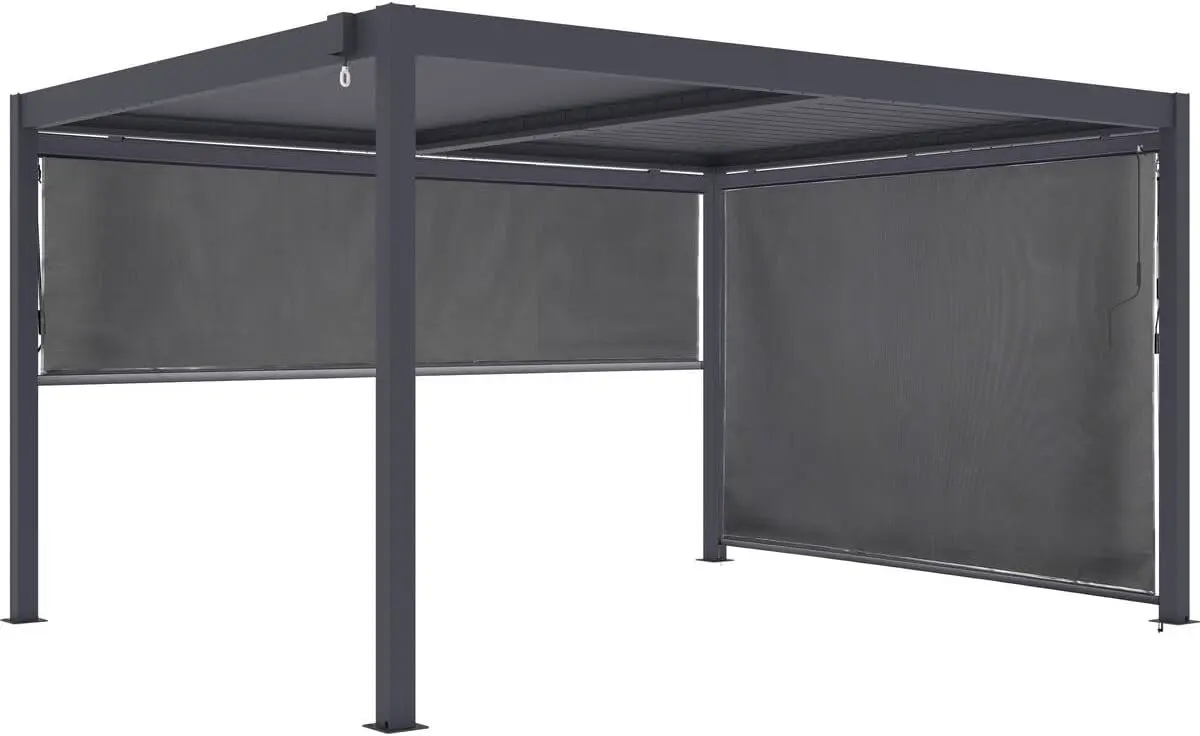 Pergola en aluminium gris 3x4 m 2 stores vue 3