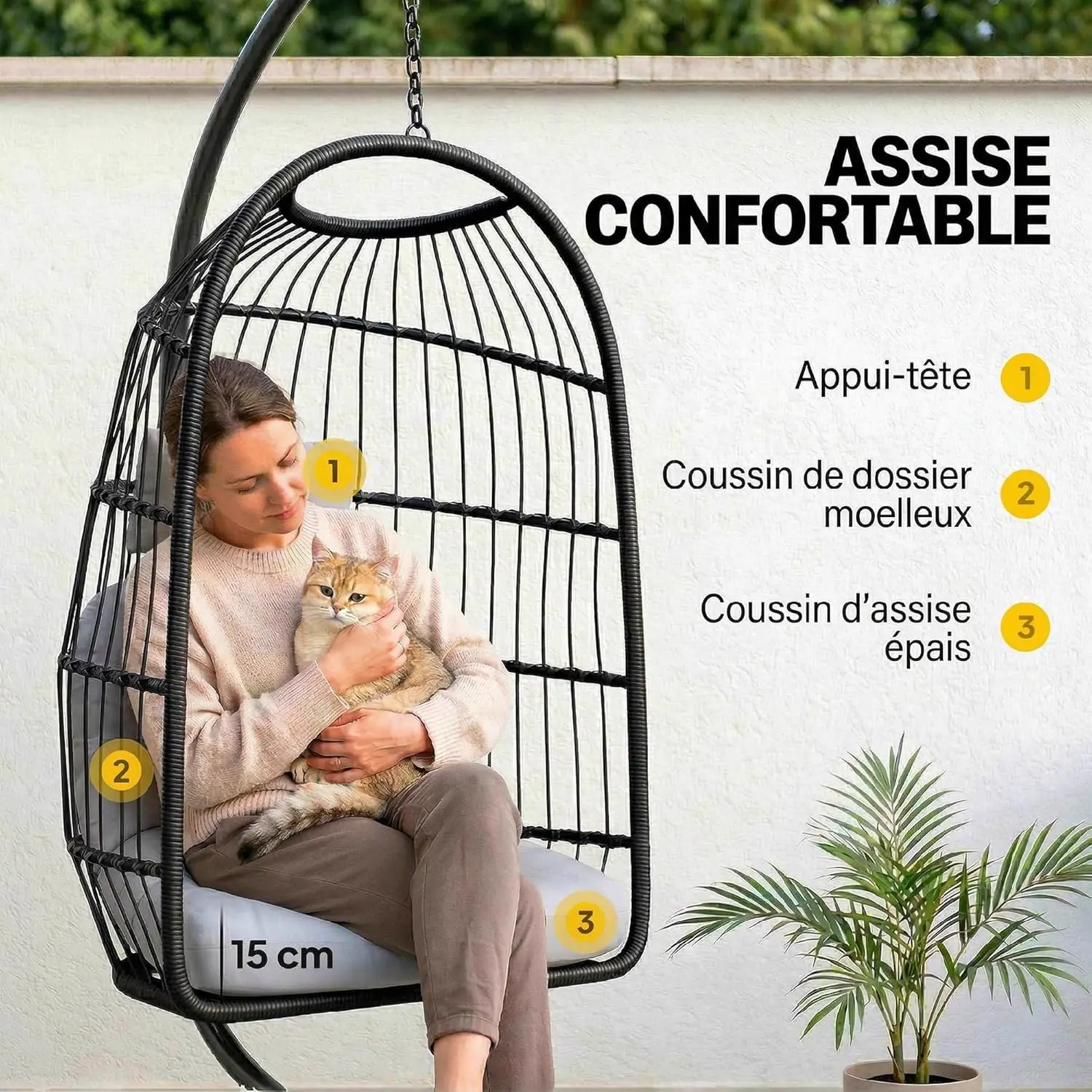 Fauteuils suspendus en métal gris vue 5