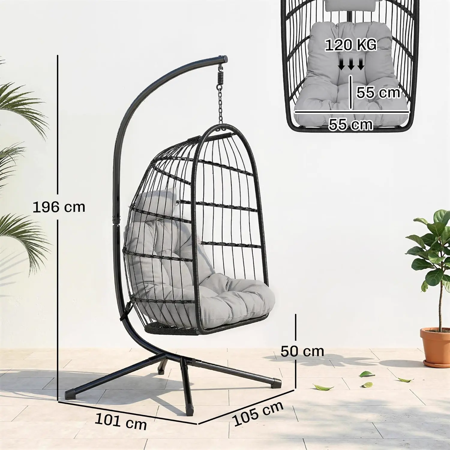 Fauteuils suspendus en métal gris vue 7