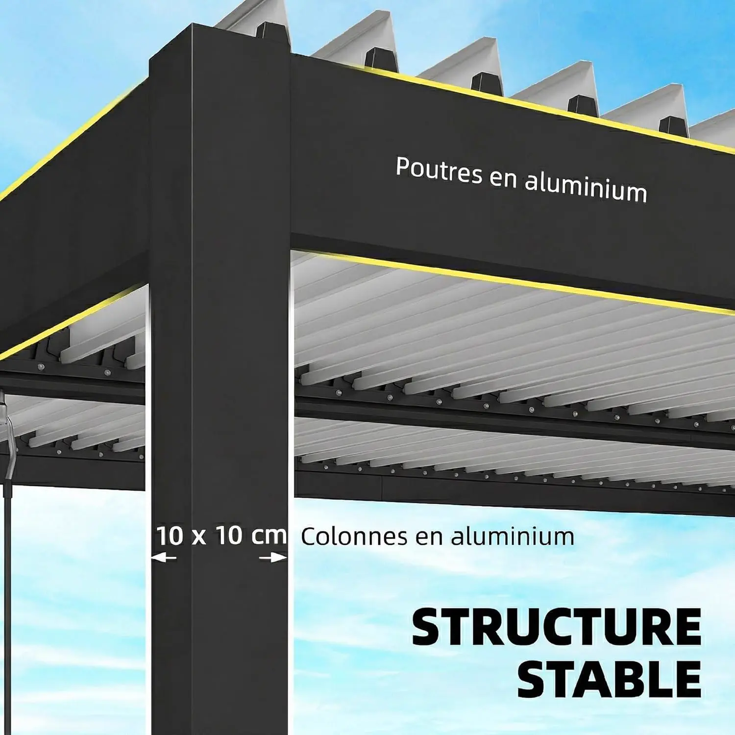 Pergola en aluminium blanc 4x3 m vue 4