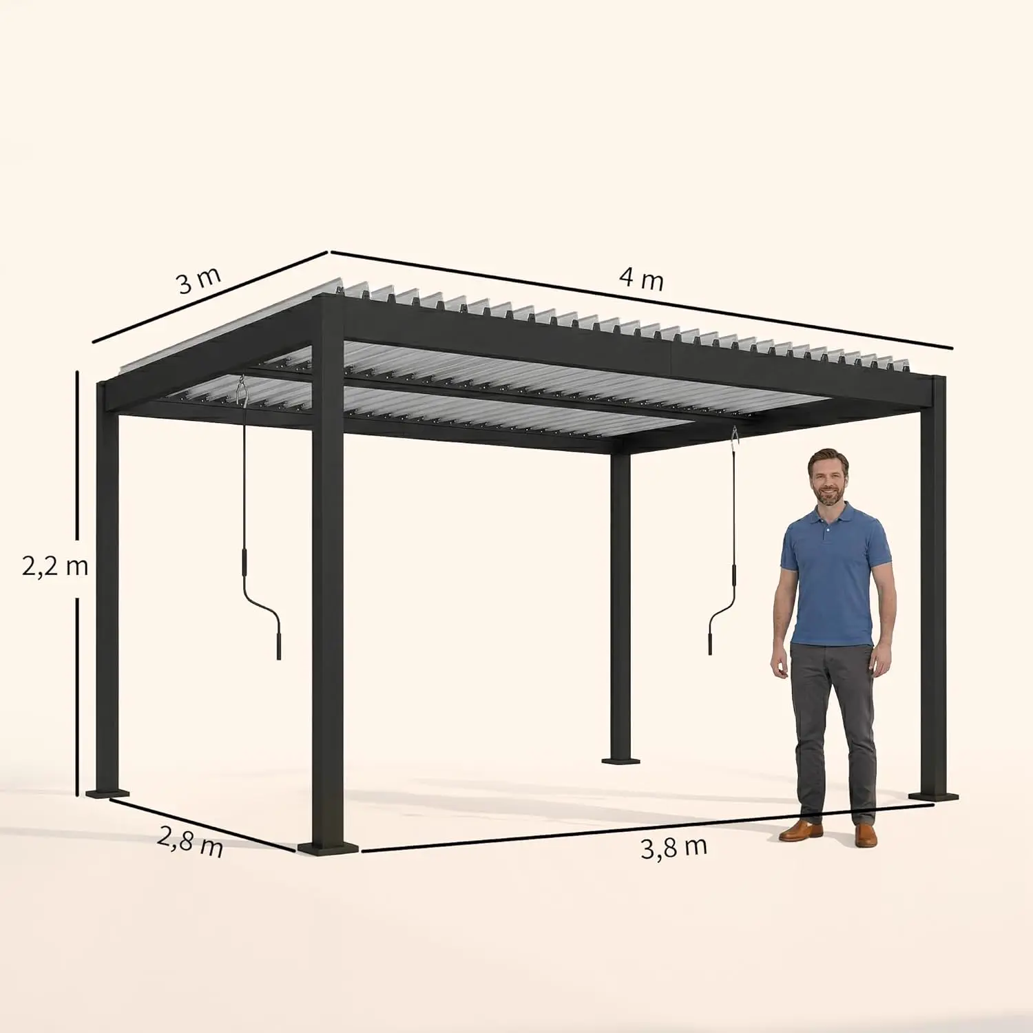 Pergola en aluminium blanc 4x3 m vue 7