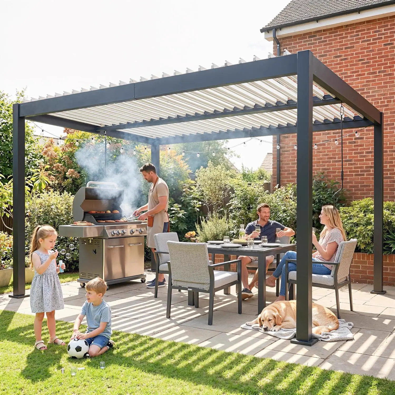 Pergola en aluminium blanc 4x3 m vue 8