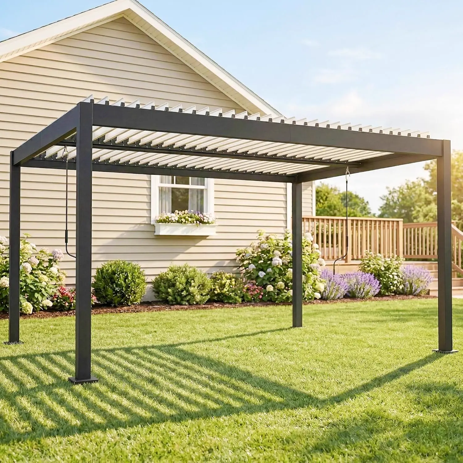 Pergola en aluminium blanc 4x3 m vue 9