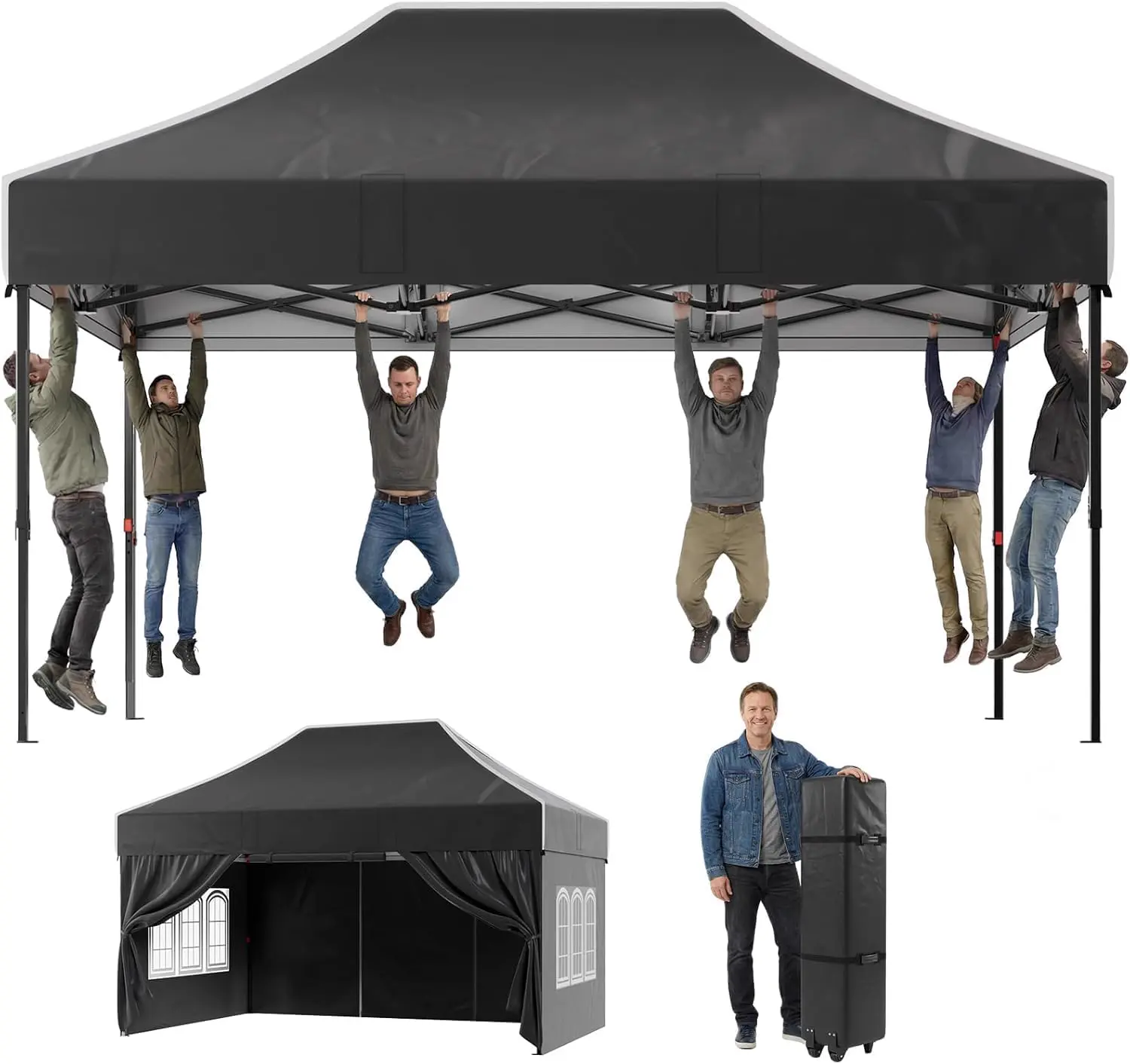 JUMMICO Tonnelle Pliante 3x4.5m avec Parois Latérales ｜ Structure