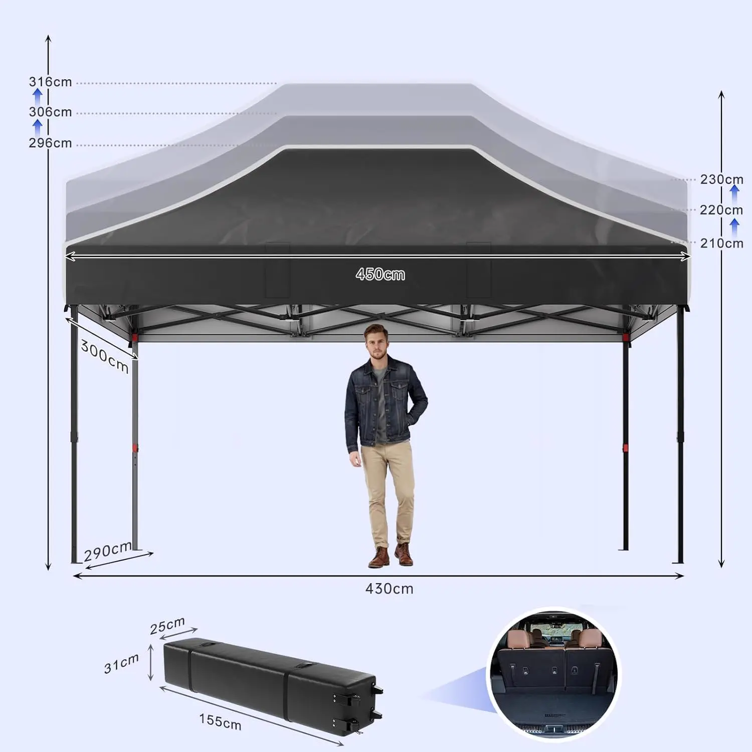 Tonnelle noir 3x4,5 m vue 4