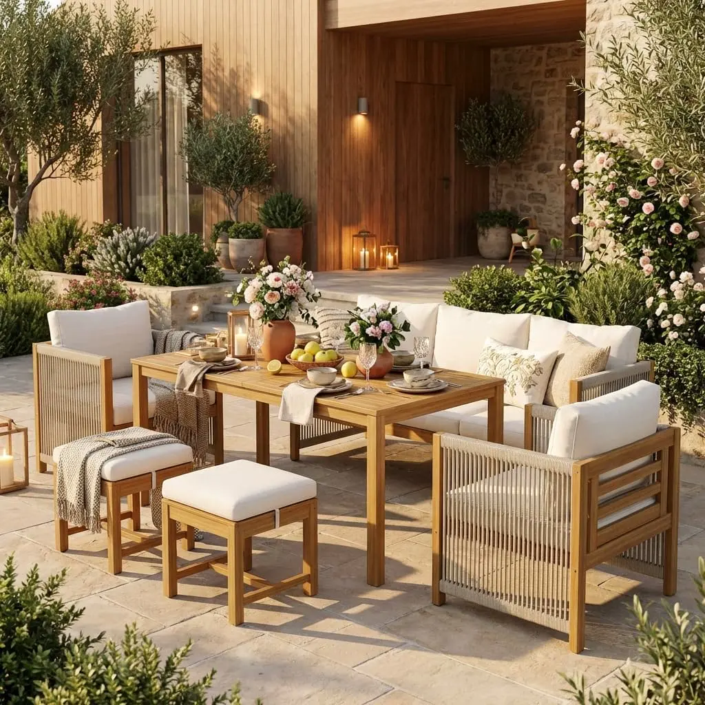 Salon de Jardin 6 Pièces en Acacia Massif