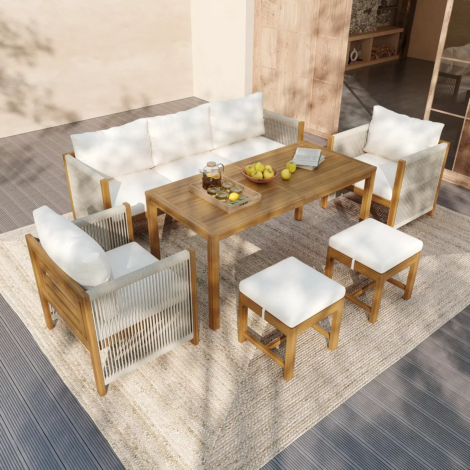 Salon de jardin 3 places en bois vue 8