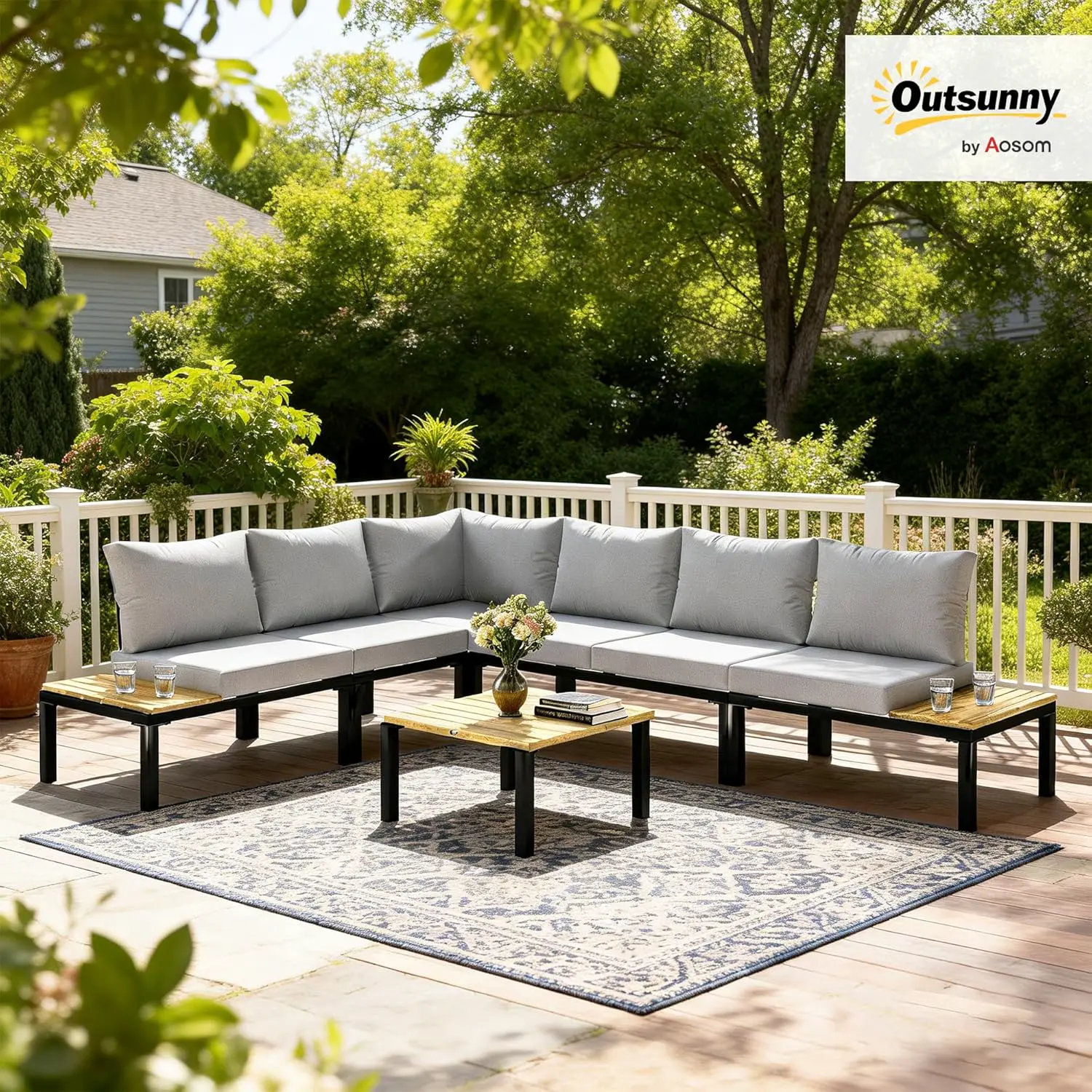 Outsunny Salon de Jardin Modulaire 6 Pièces