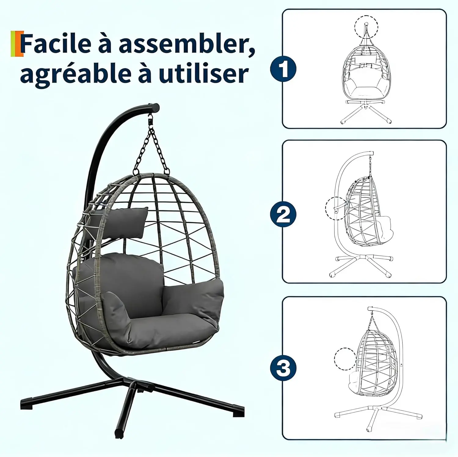 Fauteuils suspendus en rotin vue 3