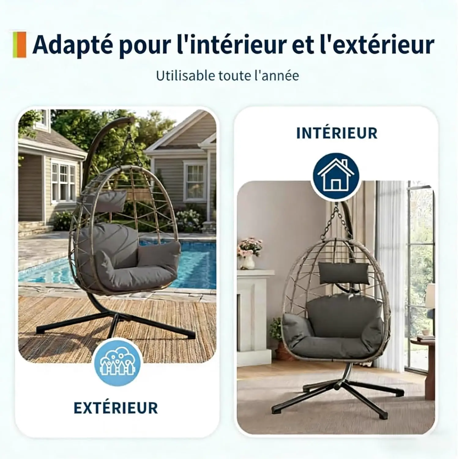 Fauteuils suspendus en rotin vue 6