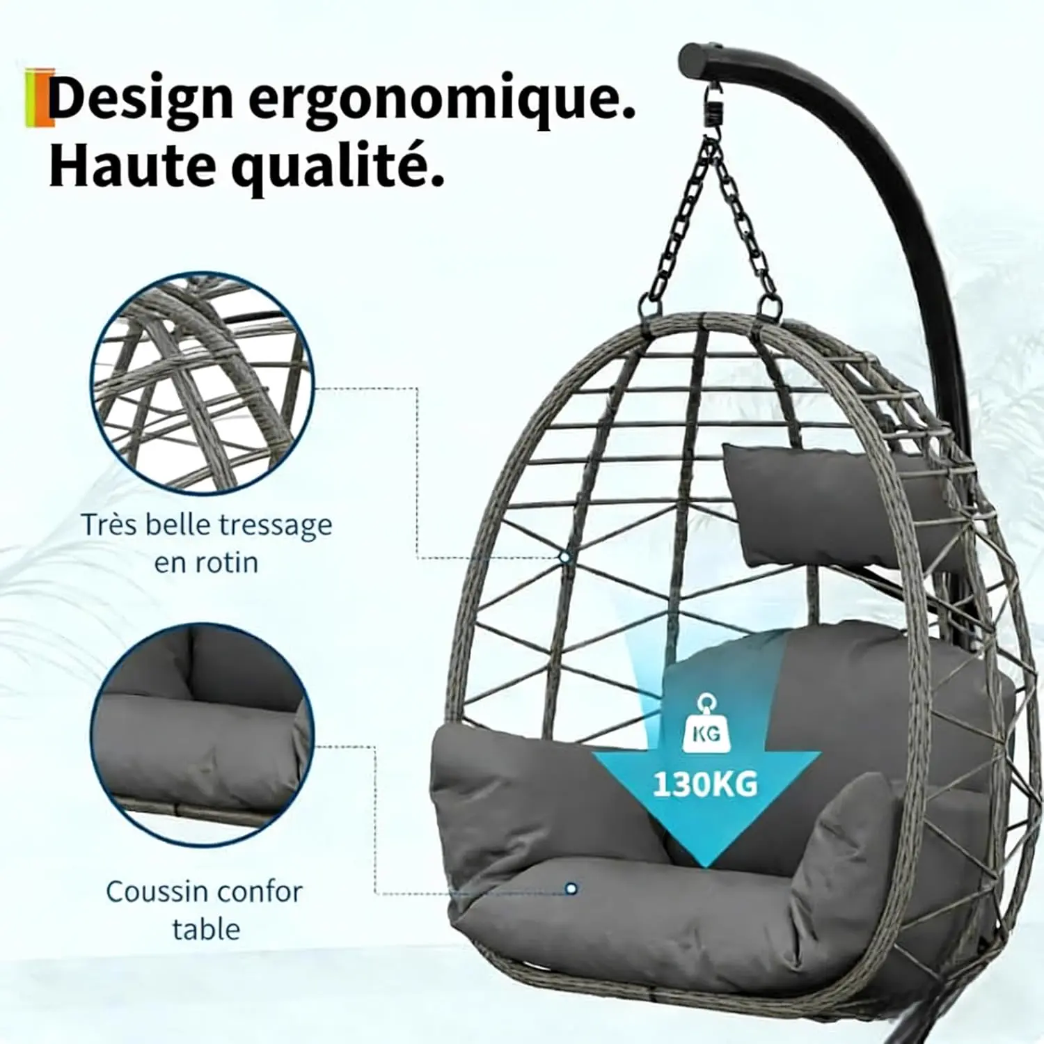 Fauteuils suspendus en rotin vue 7