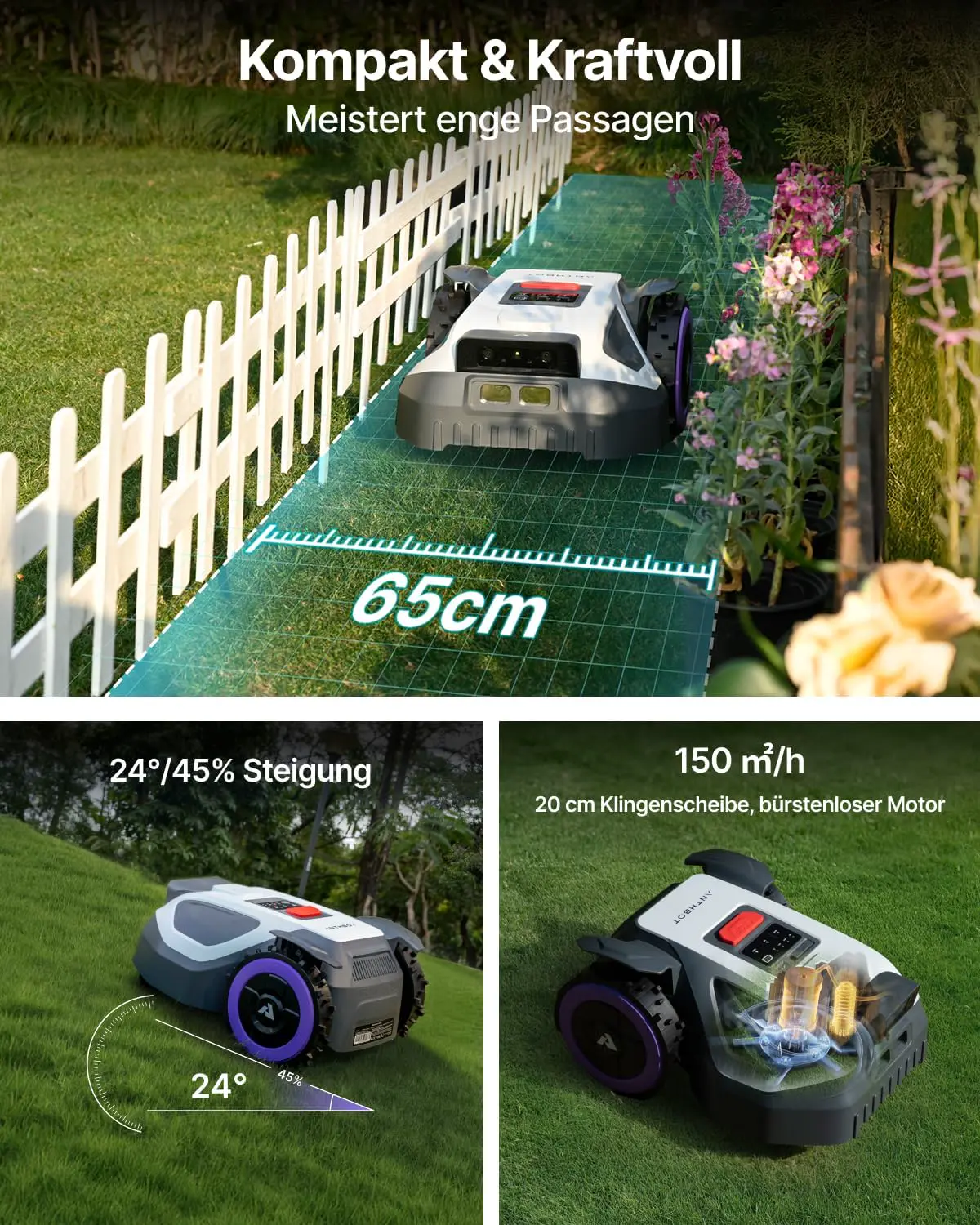 Robot tondeuse ANTHBOT Robot Tondeuse sans Fil M9 avec Garage… vue 6