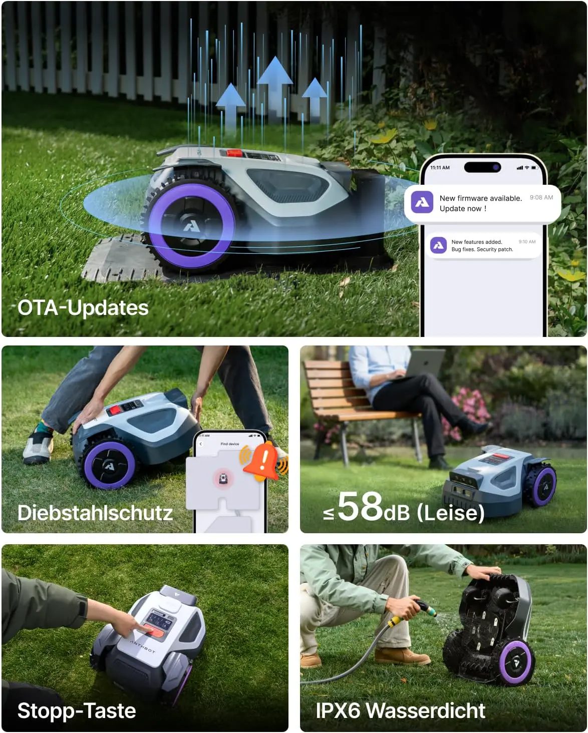 Robot tondeuse ANTHBOT Robot Tondeuse sans Fil M9 avec Garage… vue 9