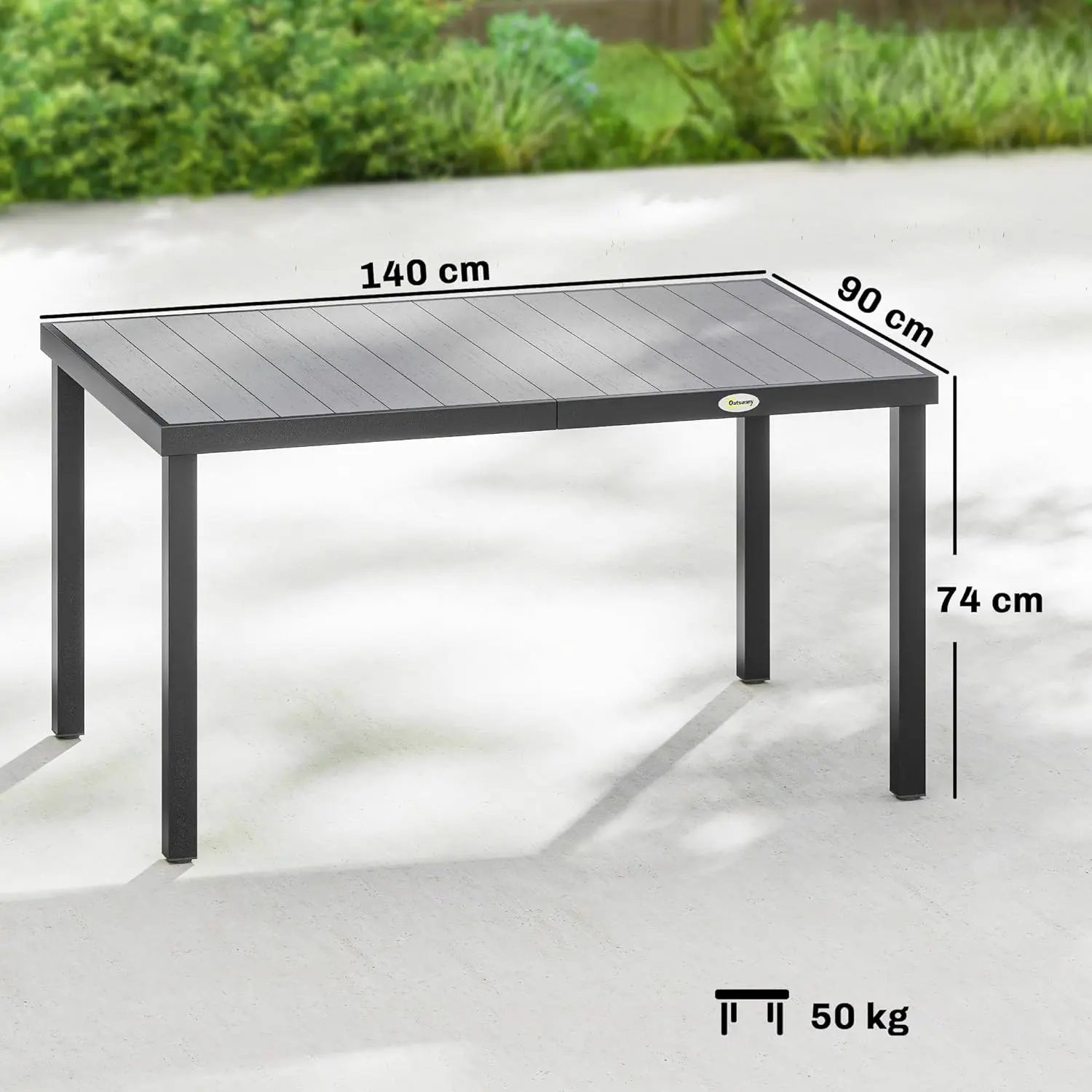 Table de jardin 6 places en bois gris vue 3