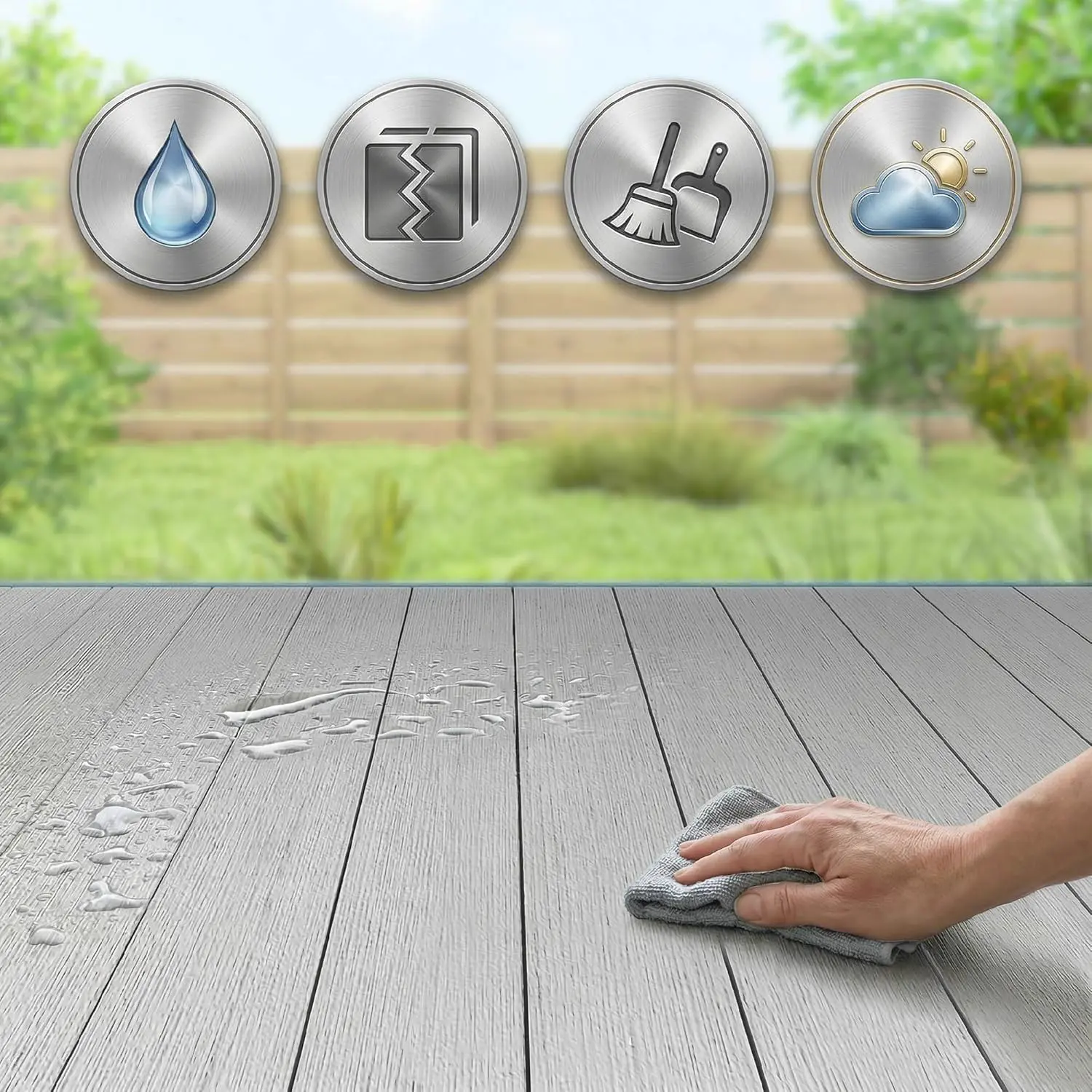 Table de jardin 6 places en bois gris vue 5