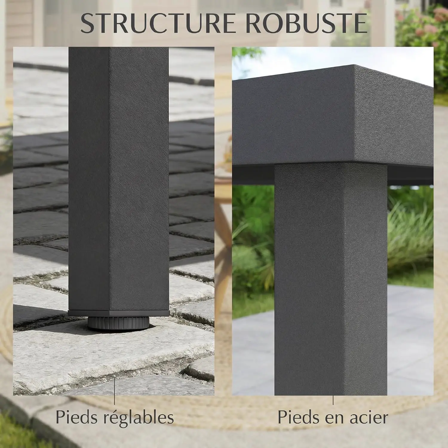 Table de jardin 6 places en bois gris vue 6