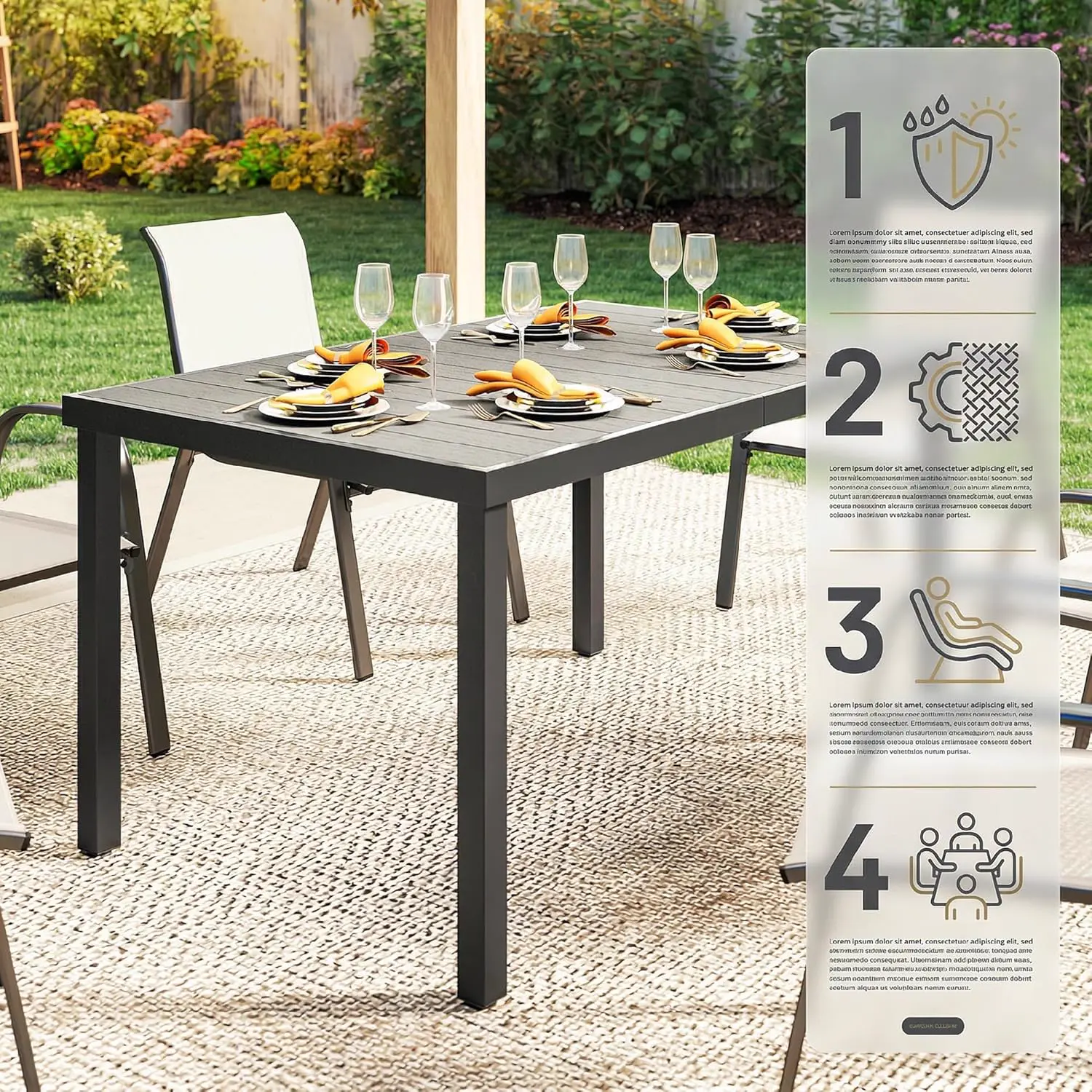 Table de jardin 6 places en bois gris vue 7