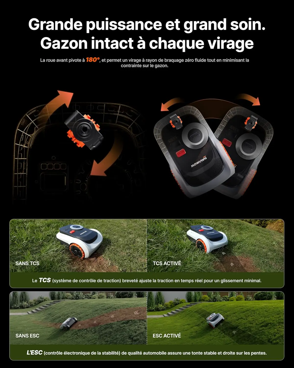 Robot tondeuse gris vue 5