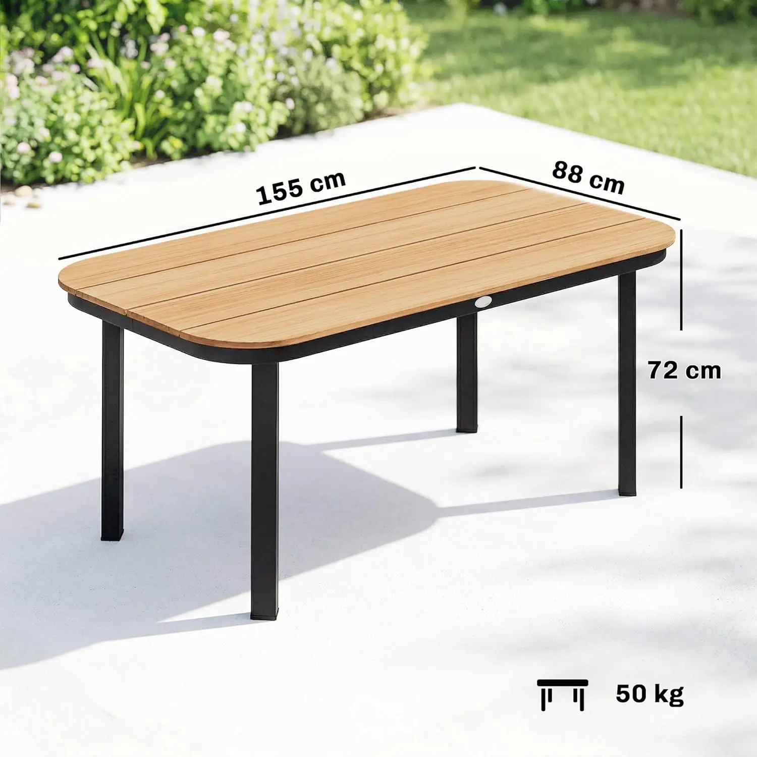Table de jardin 6 places en métal naturel vue 3