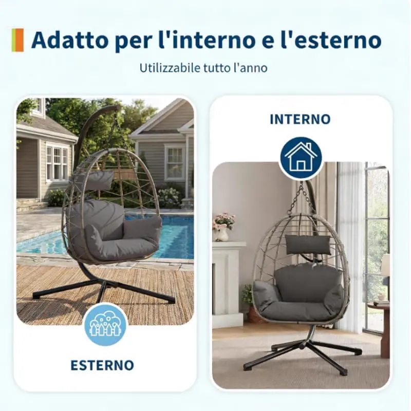 Fauteuils suspendus en rotin gris vue 3
