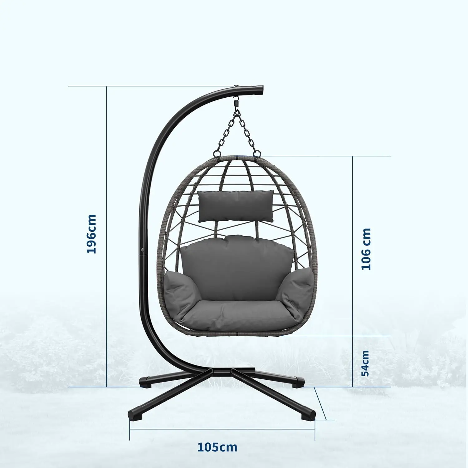 Fauteuils suspendus en rotin gris vue 8