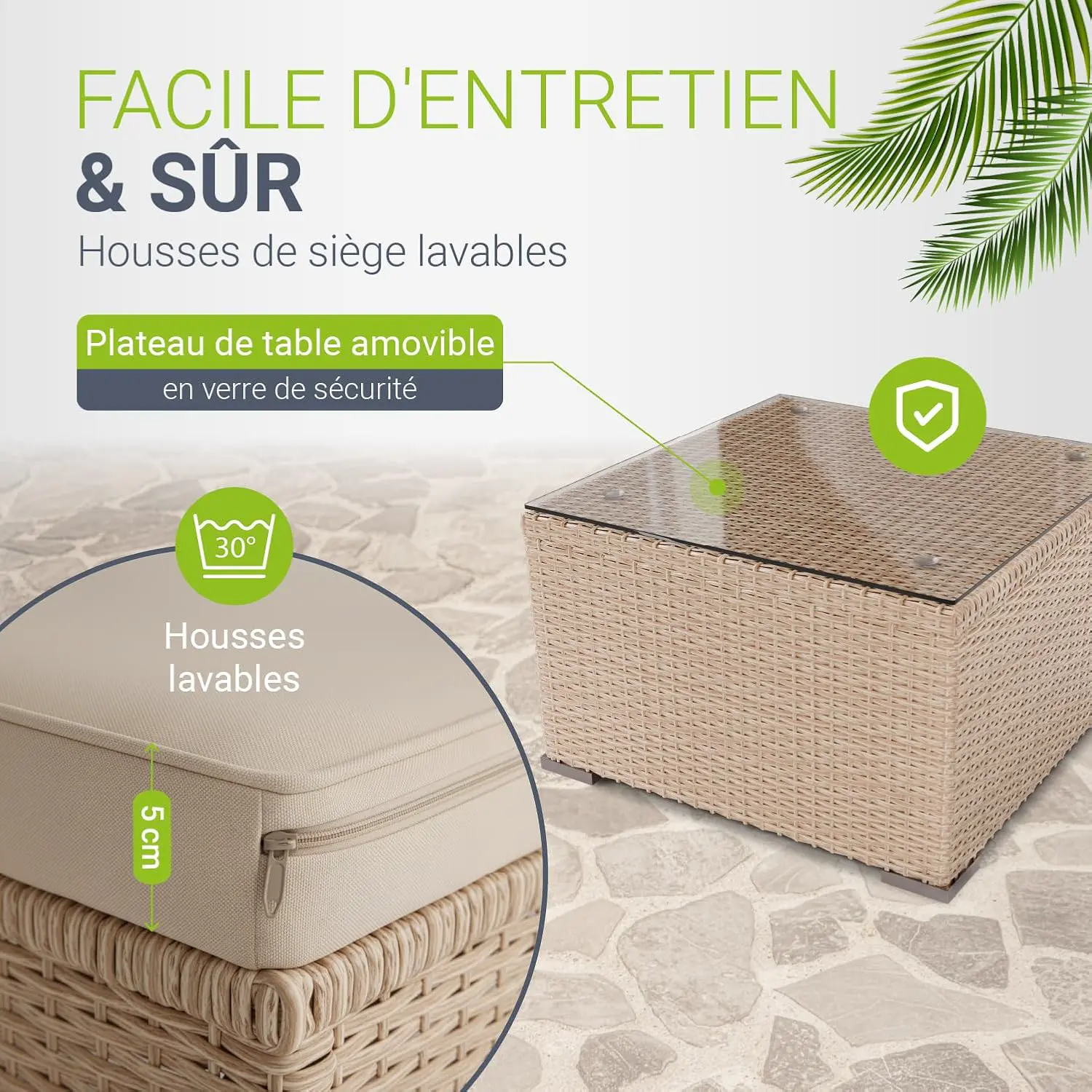 Salon de jardin 3 places en rotin gris vue 3