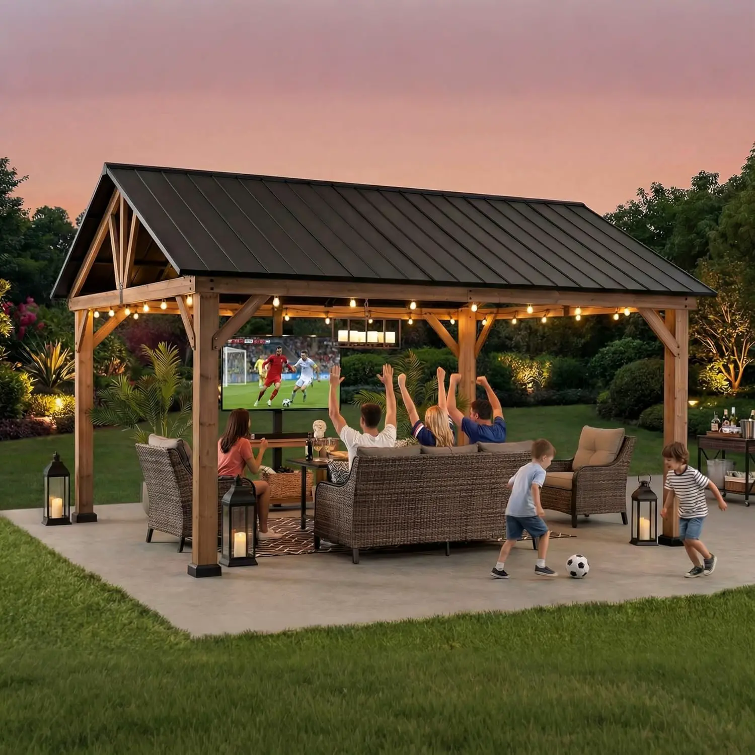 Pergola en métal naturel 4,6x4 m vue 2