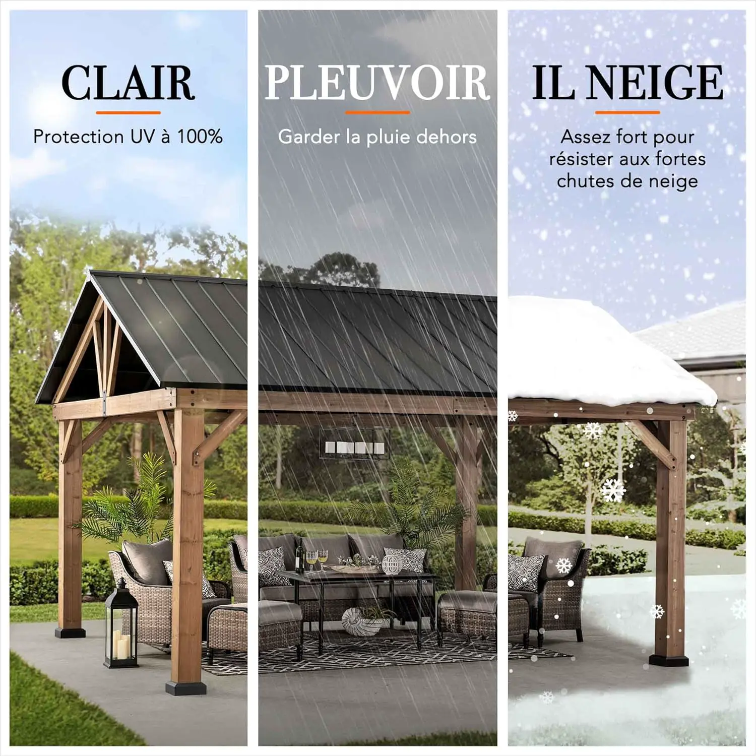 Pergola en métal naturel 4,6x4 m vue 3