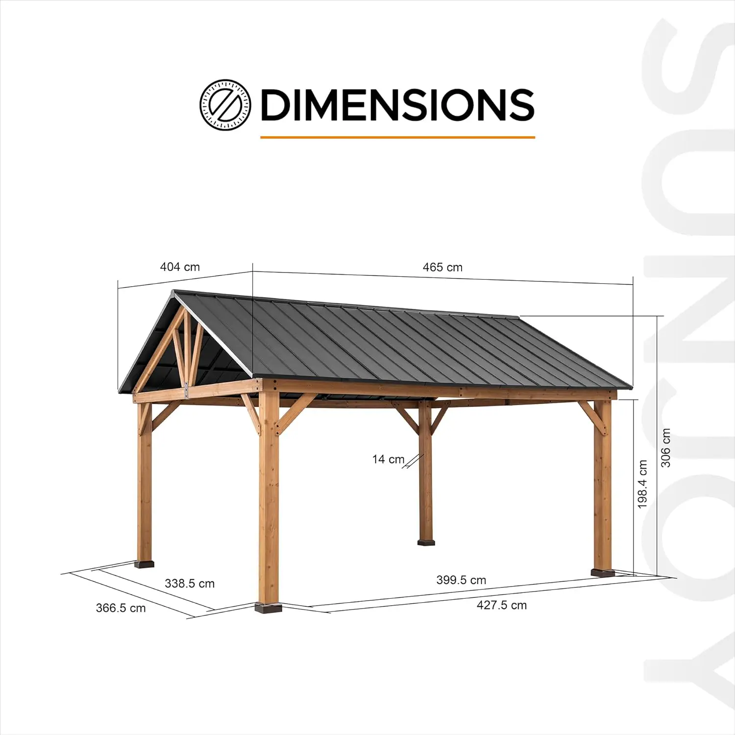 Pergola en métal naturel 4,6x4 m vue 8