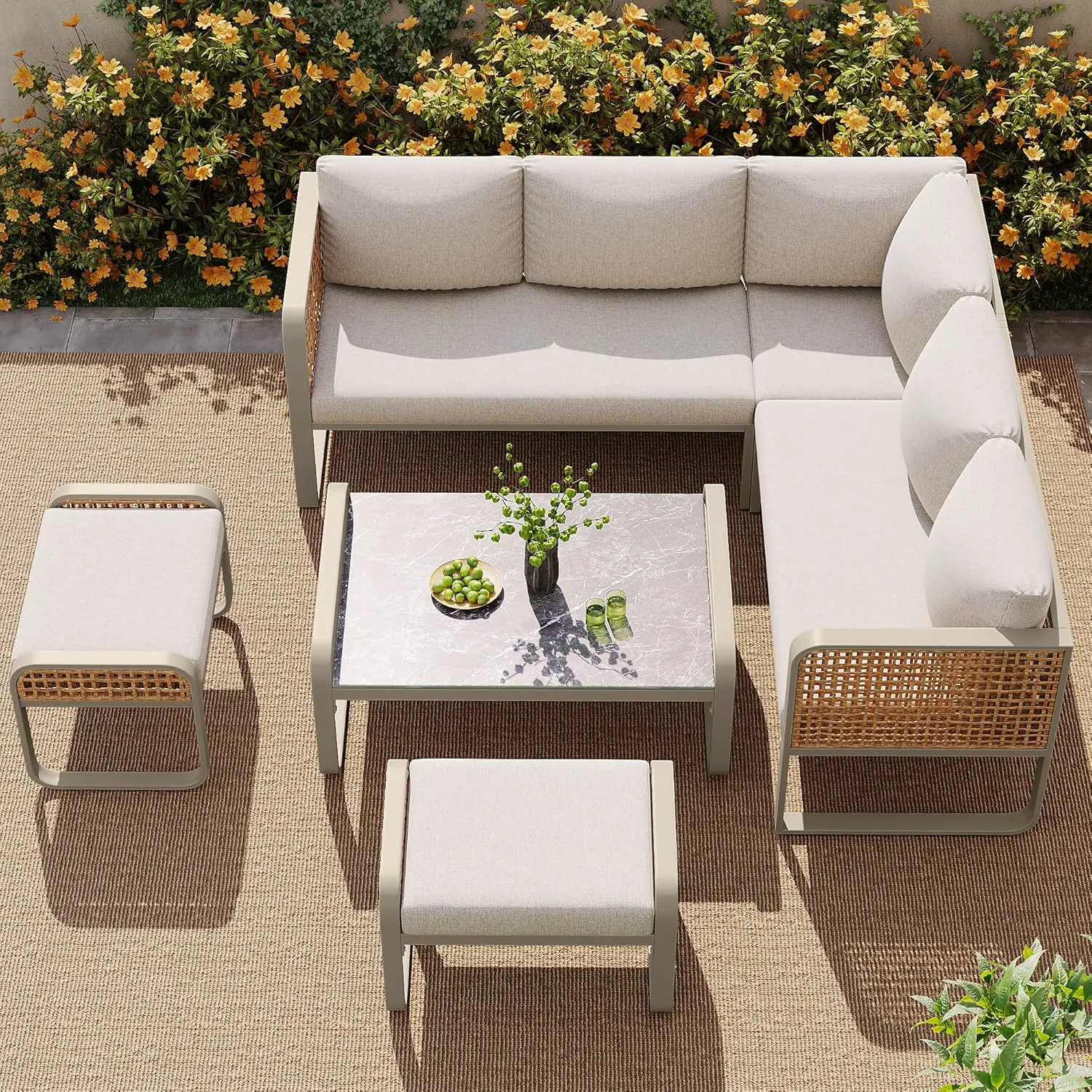 Salon de jardin 7 places en rotin vue 6