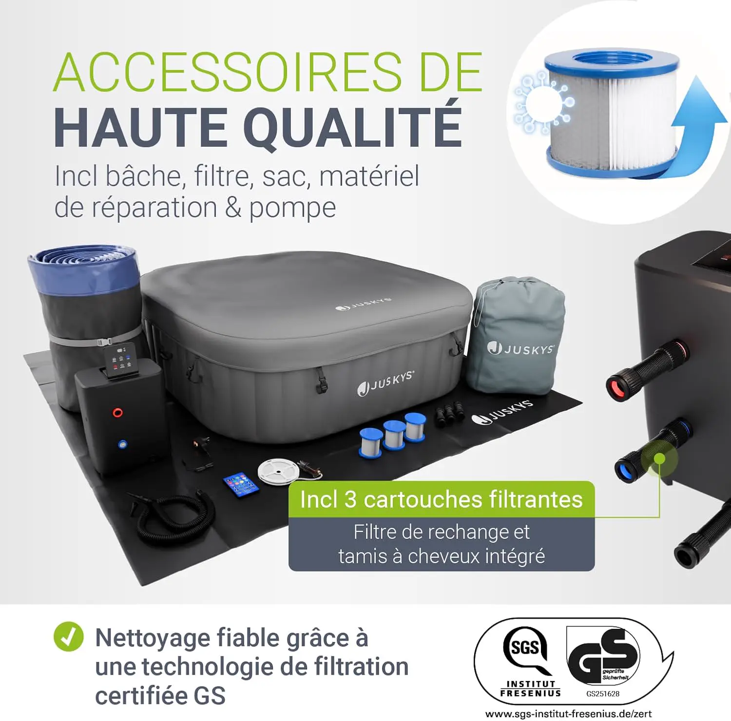 Spa gonflable 2 personnes 6 places gris vue 3