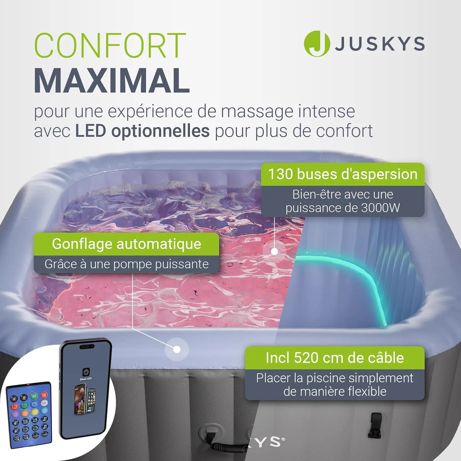 Spa gonflable 2 personnes 6 places gris vue 6