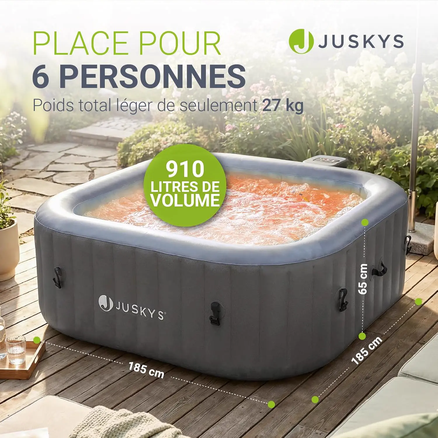 Spa gonflable 2 personnes 6 places gris vue 7