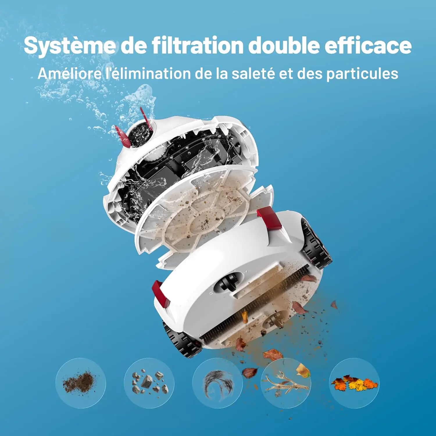 Robot piscine blanc 100 m² vue 4