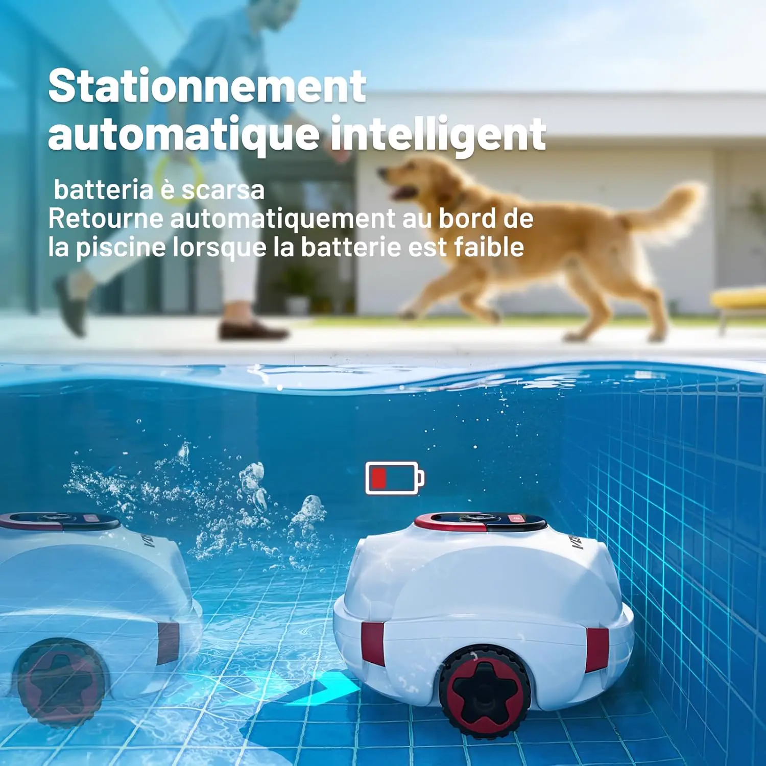 Robot piscine blanc 100 m² vue 7