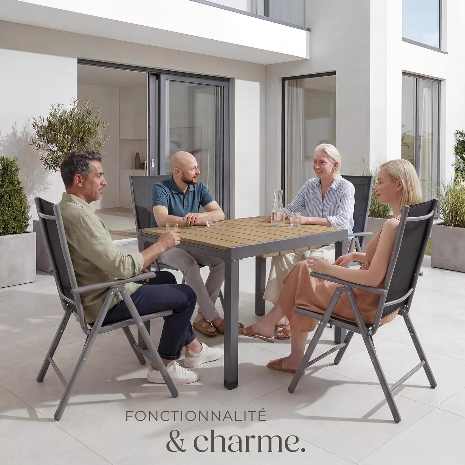 Table de jardin 6 places en aluminium vue 2