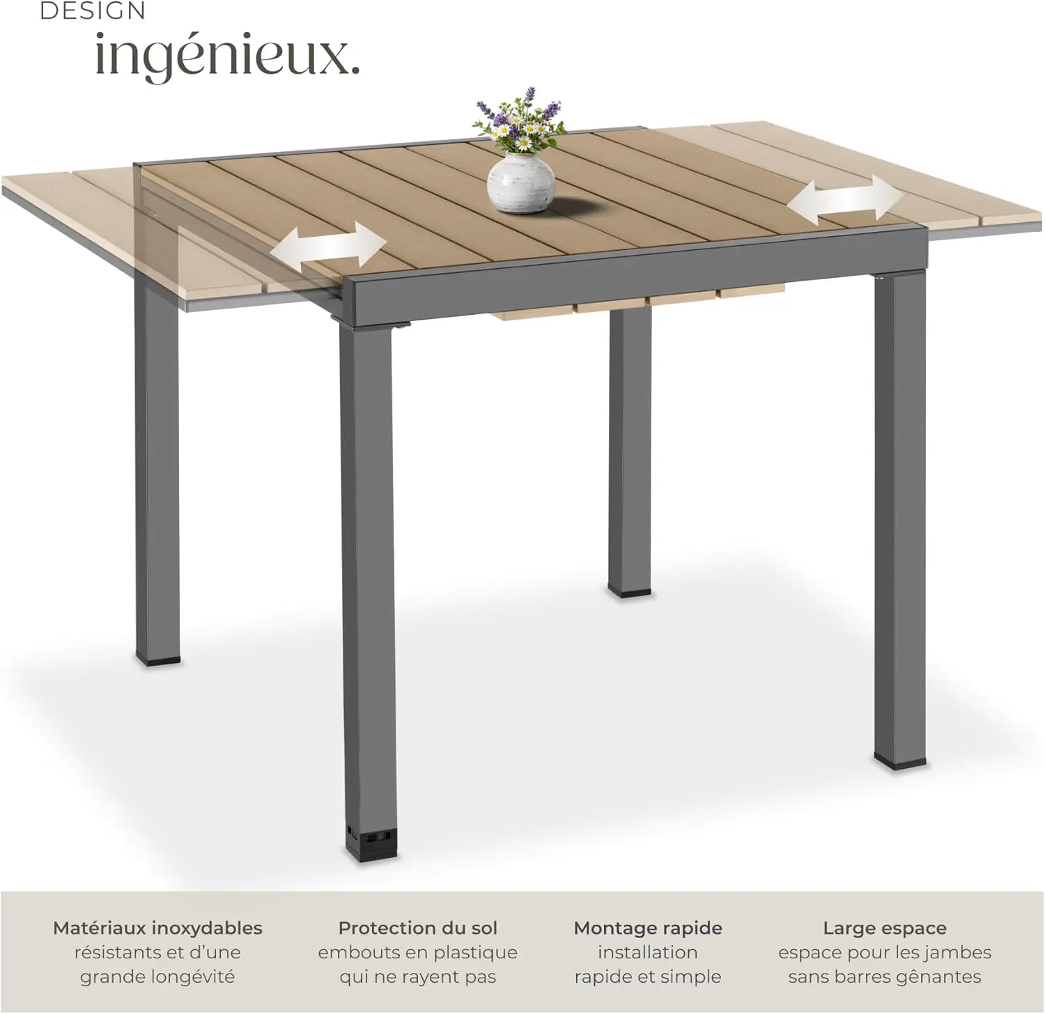 Table de jardin 6 places en aluminium vue 5