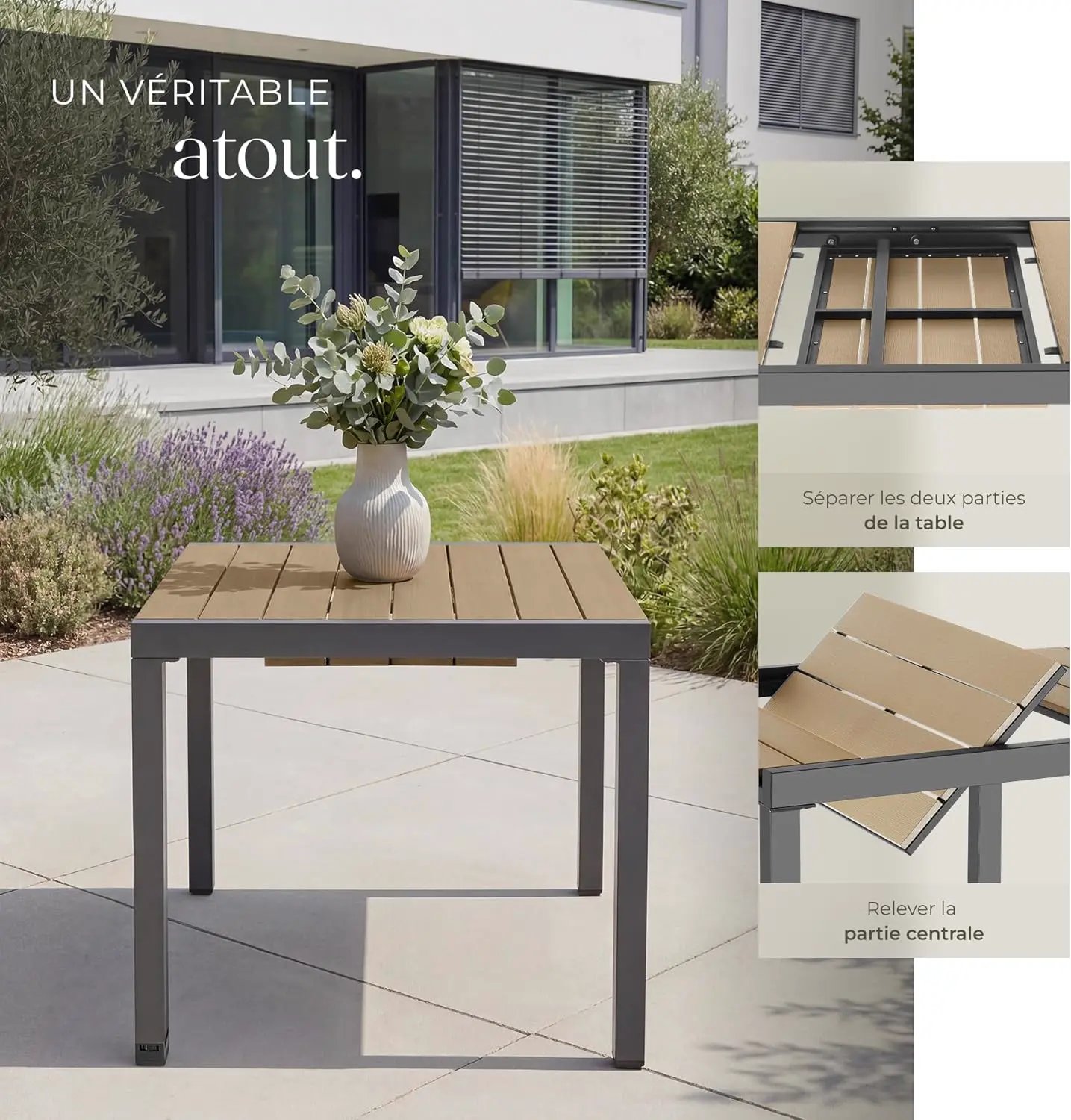 Table de jardin 6 places en aluminium vue 6