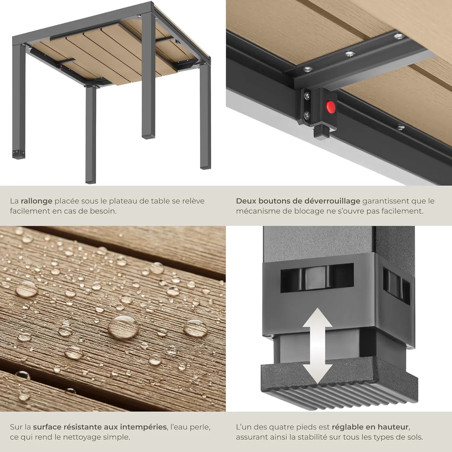 Table de jardin 6 places en aluminium vue 7